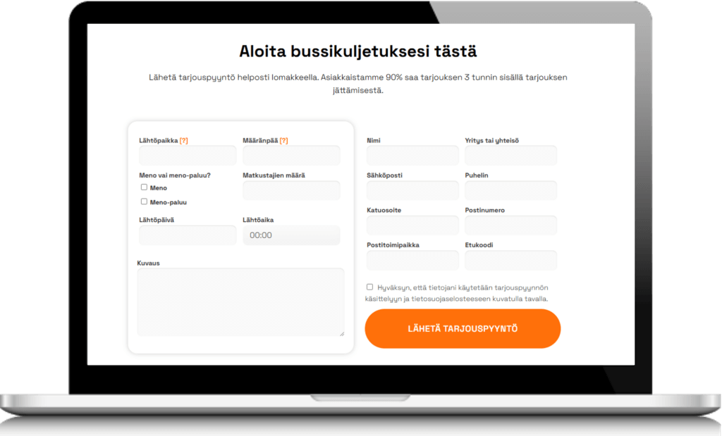 Näin täytät tilausajon tarjouspyyntölomakkeen 10 Aloita bussikuljetuksesi tasta lappari